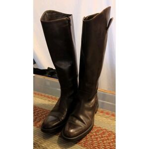 Studio Pollini Women's 9 Brown Leather Knee High Riding Boots Zip READ